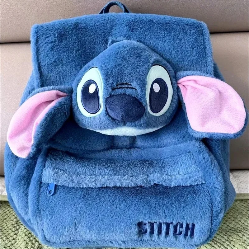 2024 New Disney Cartoon Stitch peluche zaini donna stile giapponese carino Mini doppia borsa a tracolla Y2k ragazze morbide borse Kawaii