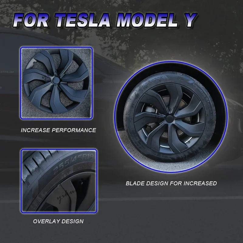 4 Cho Mẫu Tesla Model Y 19 Inch Hub Bộ Đội Hiệu Suất Thay Thế Bánh Xe Nắp Ô Tô Hubcap Full Viền Bao Da Phụ Kiện 2017-2022