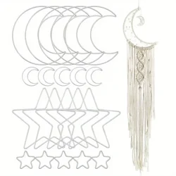 20 Pcs 5.9 in Silver Moon Star Dream Catcher Metal Hoop Rings Circle Macrame for DIY Craft Dream Catcher Home Wall Hanging