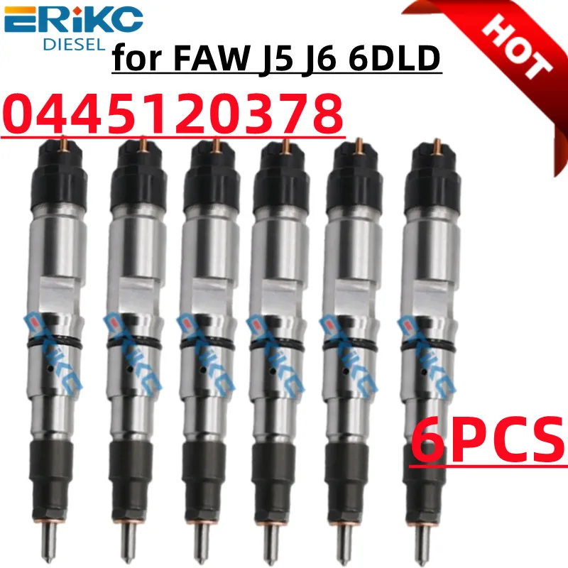 

ERIKC 6PCS 0445120378 Diesel Common Rail Fuel Injector 0445 120 378 Injection Nozzle 0 445 120 378 for FAW J5 J6 6DLD