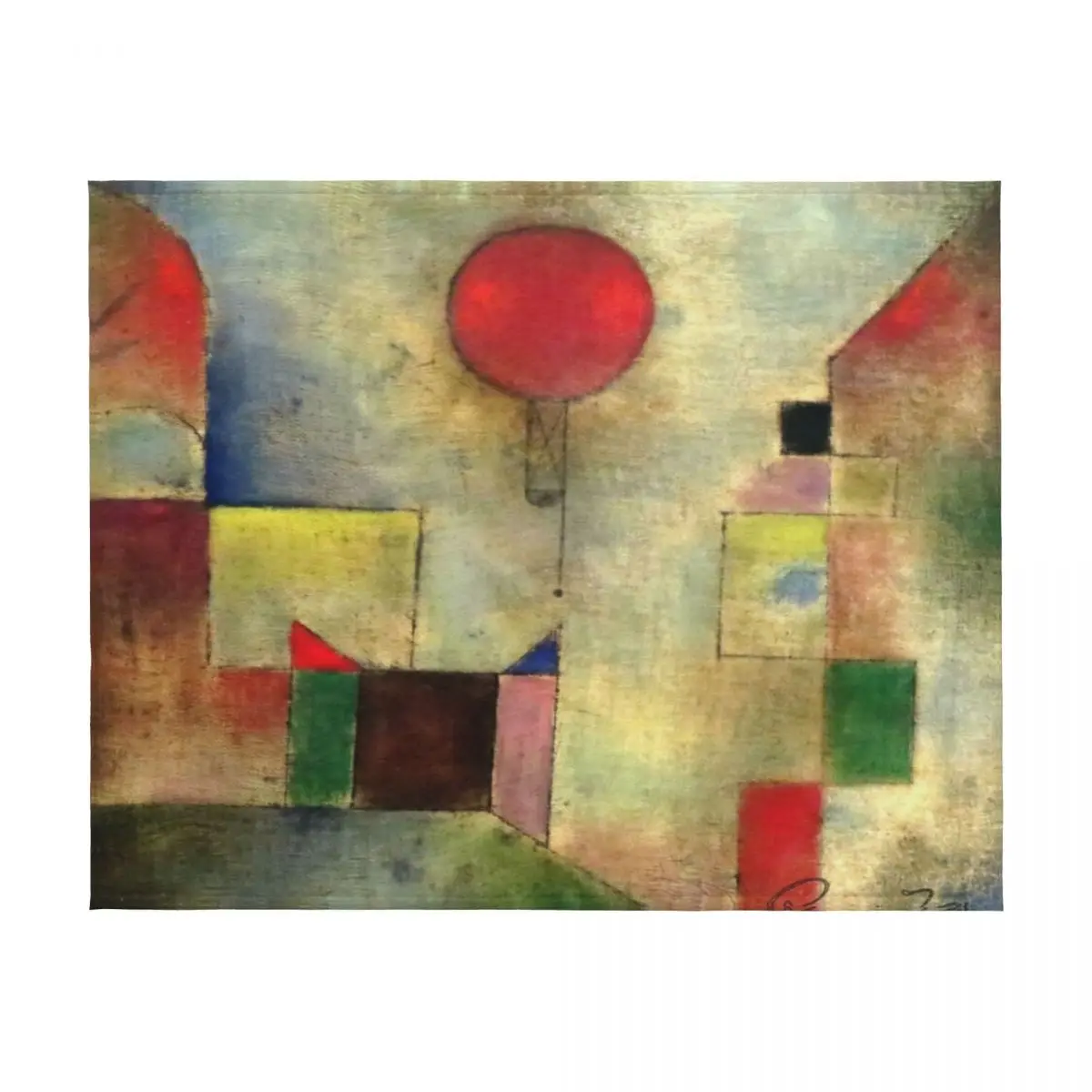 Paul Klee |   Ballon Rouge |   Art cubiste |   Couverture à jeter inspirée de Klee, Art pour enfants, tissu en flanelle, couvertures en peluche du mercredi