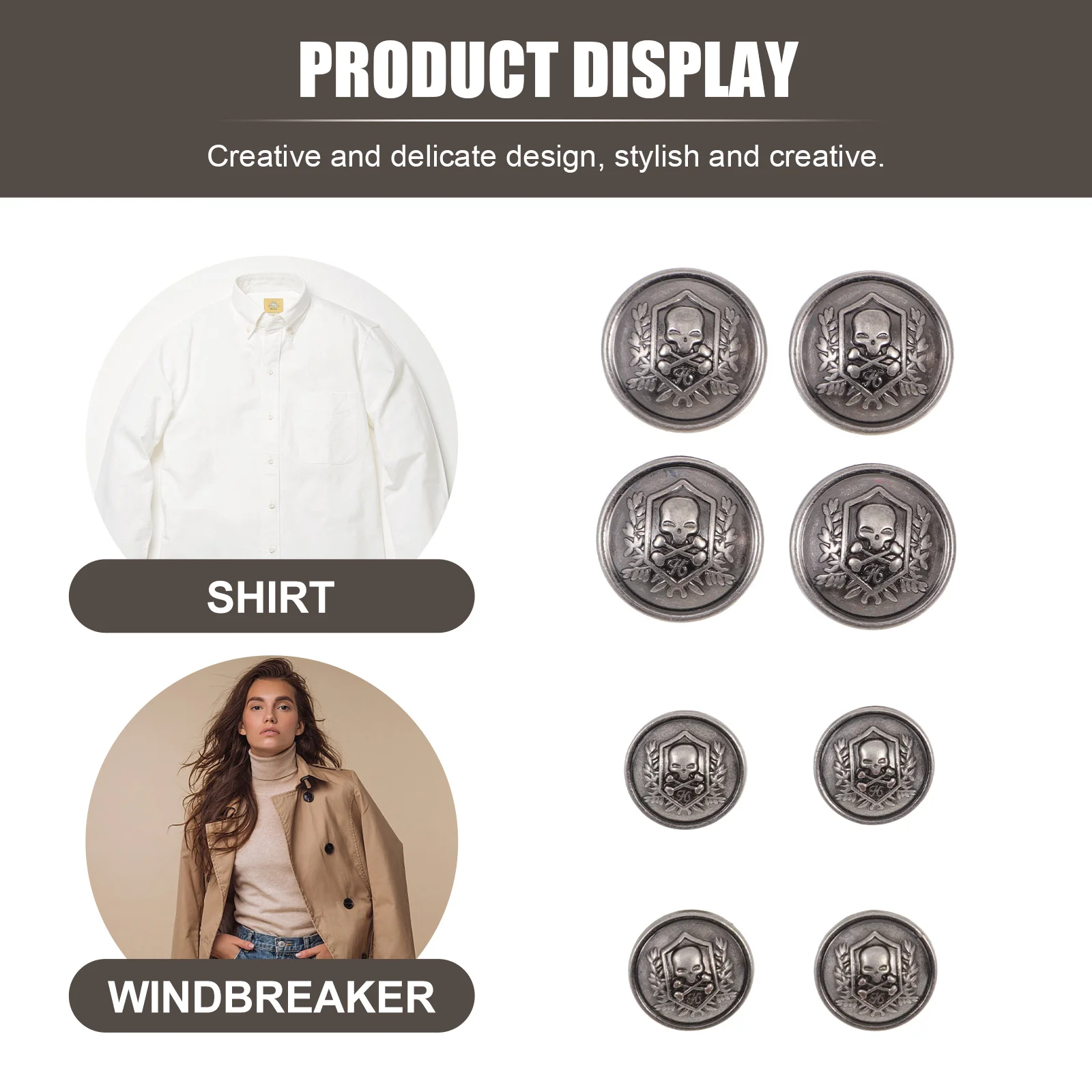 

20pcs Metal Alloy Round Clothing Buttons Durable Decorative Buttons For Coats Sweaters Jackets Diy Fashion Accessories Sewing