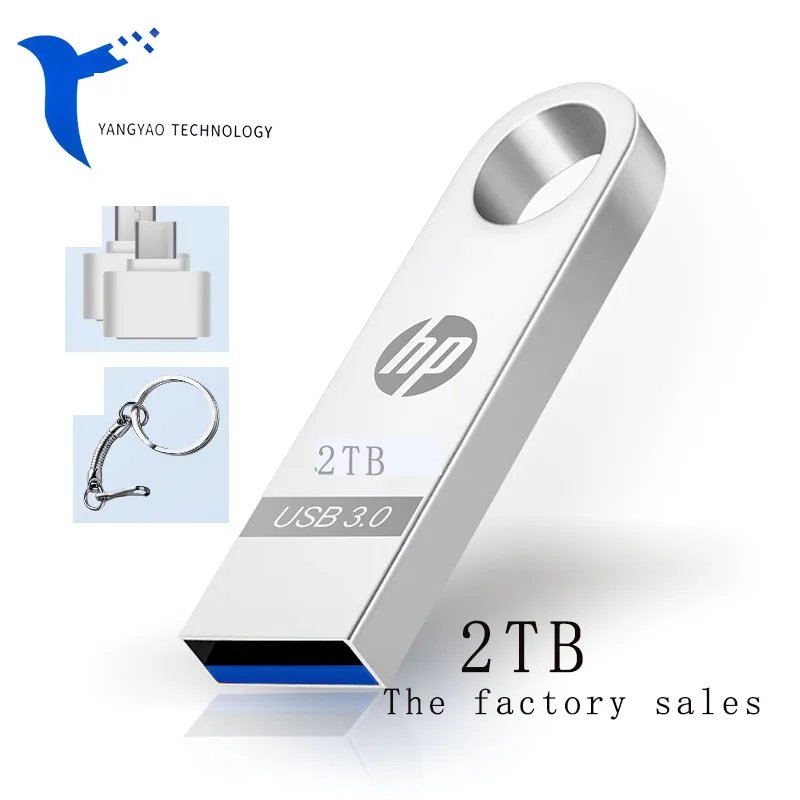 2TB Metal Usb 3.0 Flash Drives High Speed Pendrive 1TB Usb Drive Portable SSD 2TB Memoria Usb Flash Disk TYPE-C Adapter