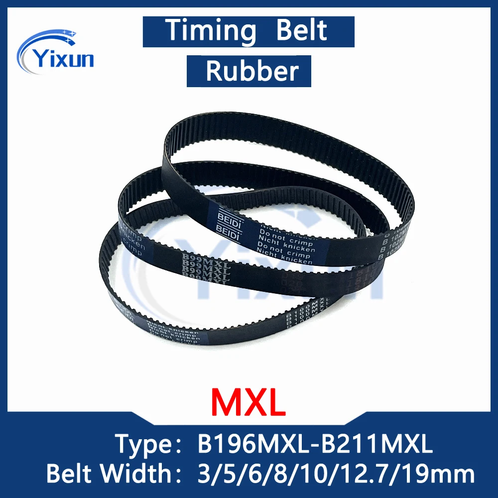 MXL Loop Synchronous Timing Belt B196 B197 B198 B200 B202 B203 B205 B206 B207 B208 B210 B211 Width 3/5/6/10/19mm For 3D Printer