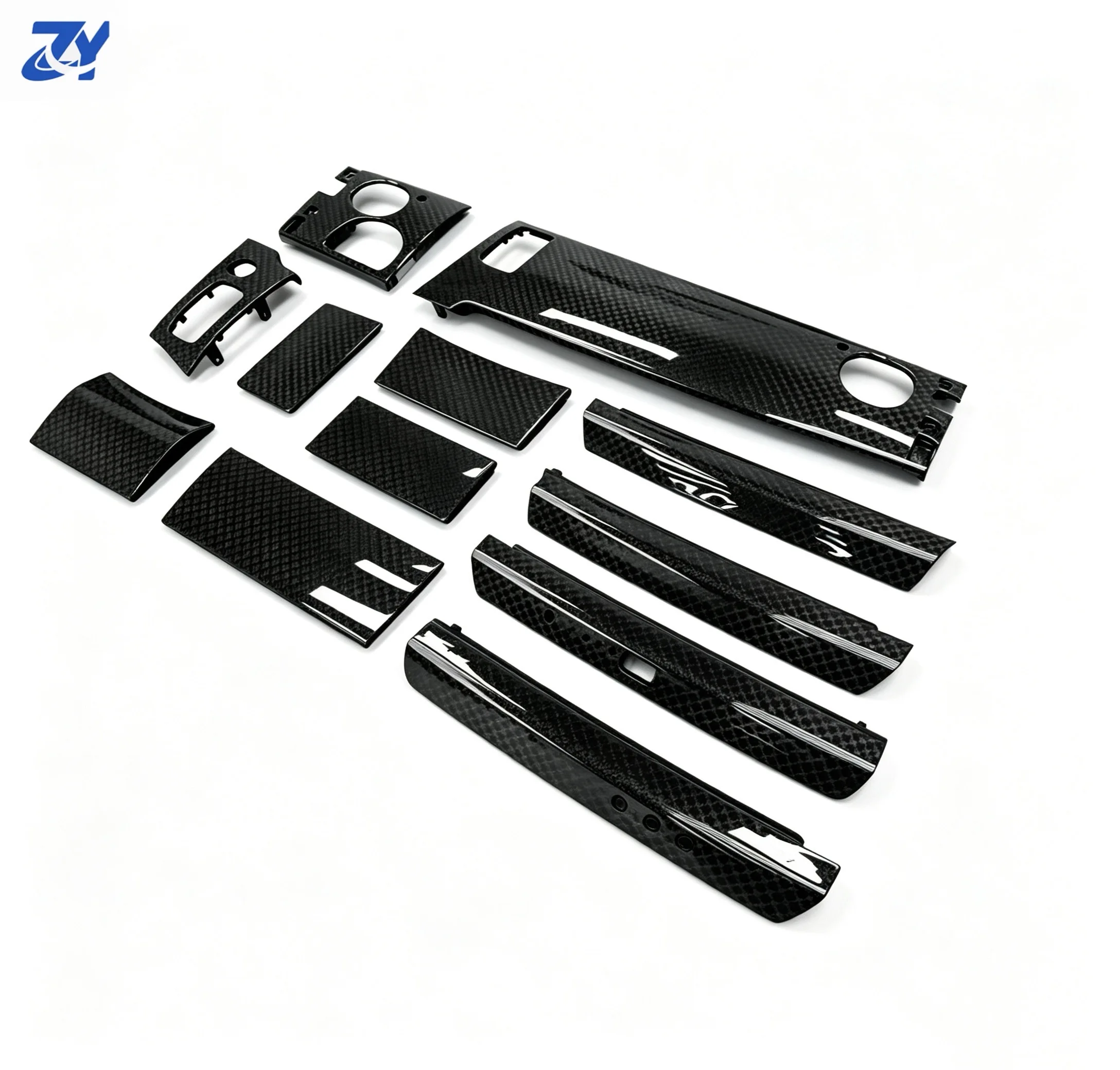 For 12PCS Dry Carbon Fiber Interior Replacement Trim Kit for Rolls-Royce Dashboard Center Console Panel Modification