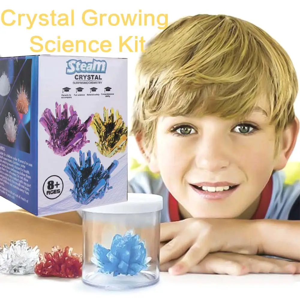 Grow a Crystal Crystal Growing Science Kit Colored Crystals Stirring Sticks Science Experiments Toy Mold Shapes Easy To Grow