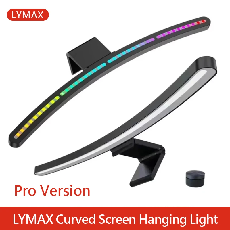 LYMAX D010 Computer Monitor Table Lamp Curved Screen Desk Lamp Dimming Eye-Care Sound-sensitive Music Hang Gaming Light Pro