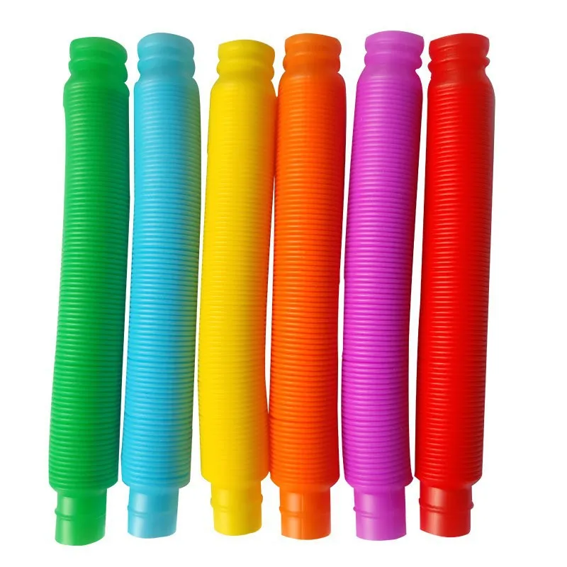 8Pcs Colorful Pop Tube Rainbow Fidget Telescopic Tube Stress Relief Plastic Stretch Pipe Decompression Gift