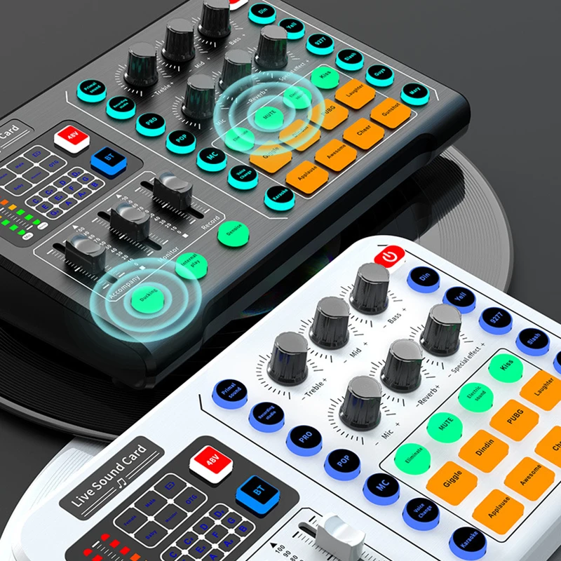 Live Broadcast Sound Card 48V Large Diaphragm Microphone Sound Effects Artifact Live Sound Card