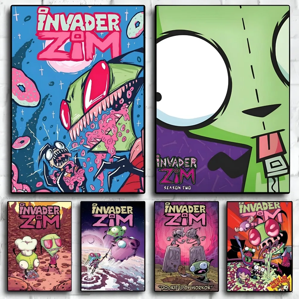 1PC I-Invader Z-Zim Poster Self-adhesive Art Waterproof Paper Sticker Coffee House Bar Room Wall Decor