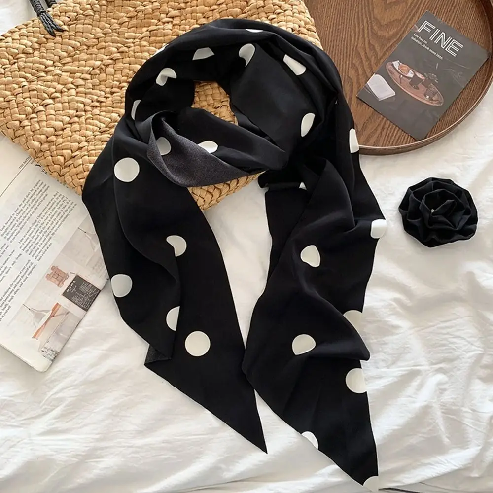 

Bow Ties Long Silk Scarf Wrap Cravat Polka Dot Scarves Neckerchief Decoration Scarf Accessories Collar Flower Decoration