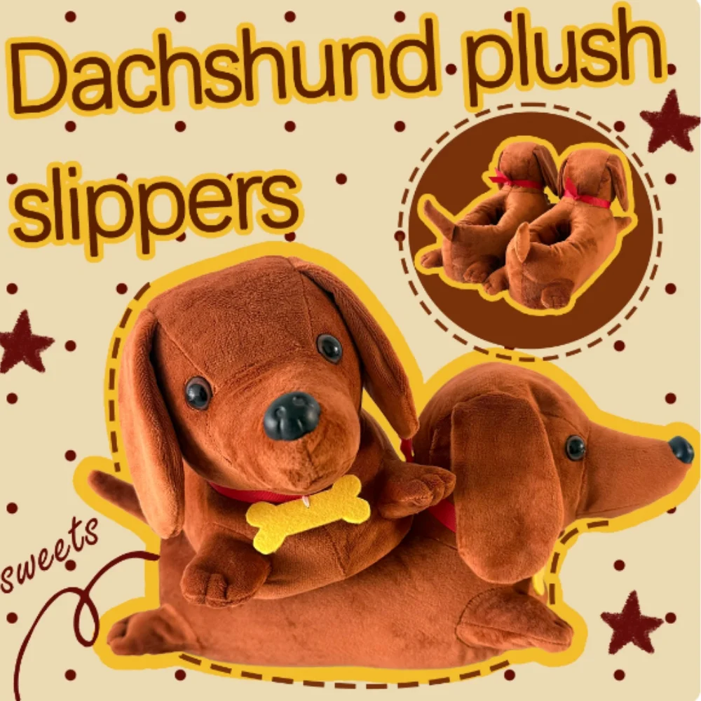 

Cute Plush Highland Cow Indoor Warm Home Shoes Lovely Cartoon Dachshund Dog Slipper Funny Fluffy Animal Doll Holiday Couple Gift