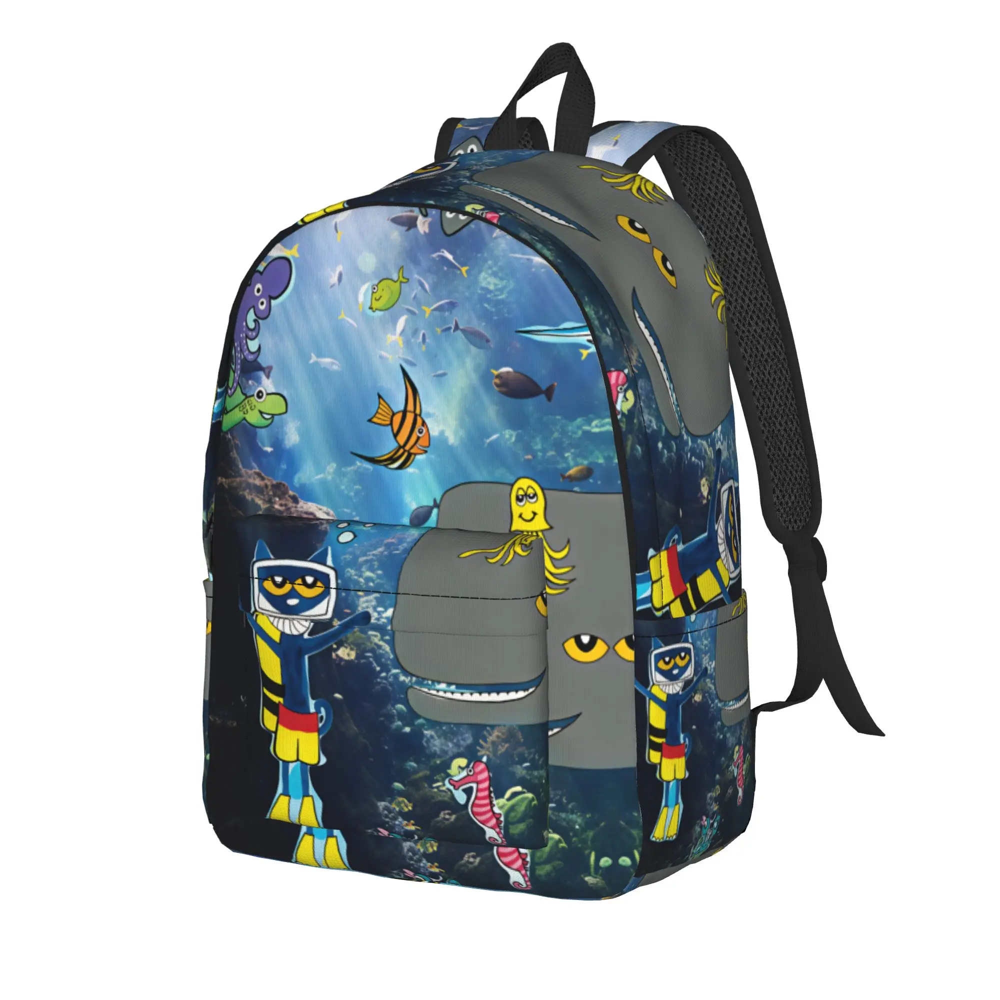 Pete  Cat   Backpack  Camping Backpacks Women Men Custom Breathable School Bags Fashion Rucksack