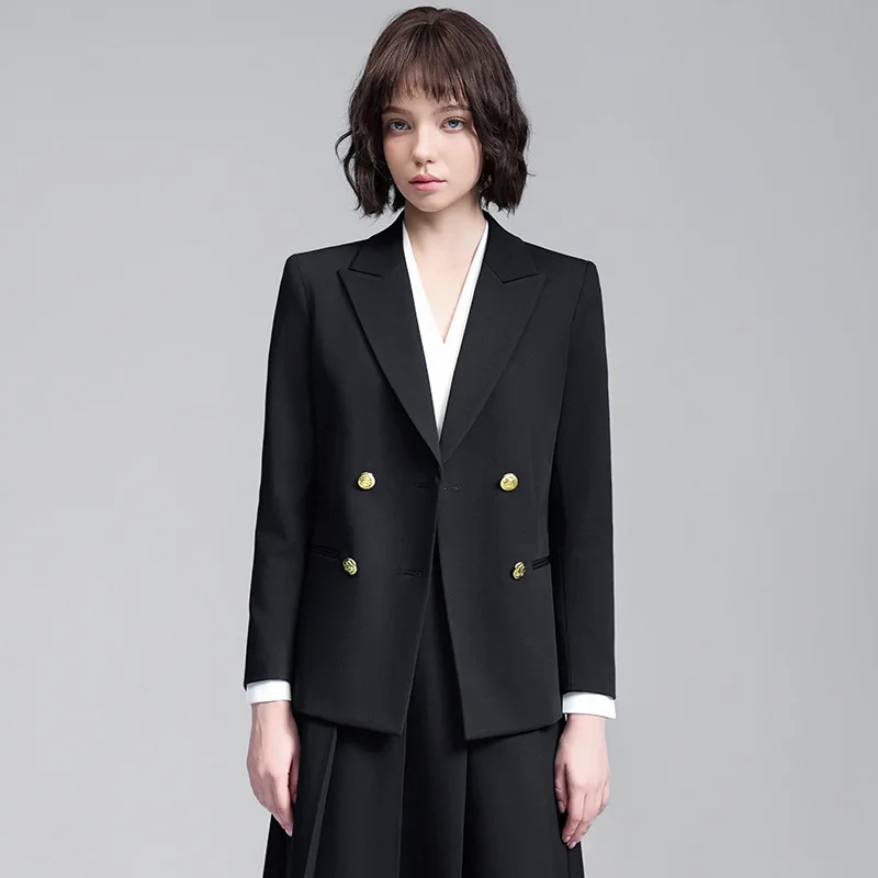Double-breasted women's blazer, host jacket, executive business formal suit, skirt suit, college student interview attire