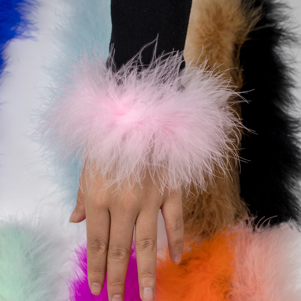 1Pc Real Fur Turkey Feathers Cuffs Fashion Women Sleeve Cuff  Anklet Hair Accessories For Wedding Carnival Party Outfit Decor
