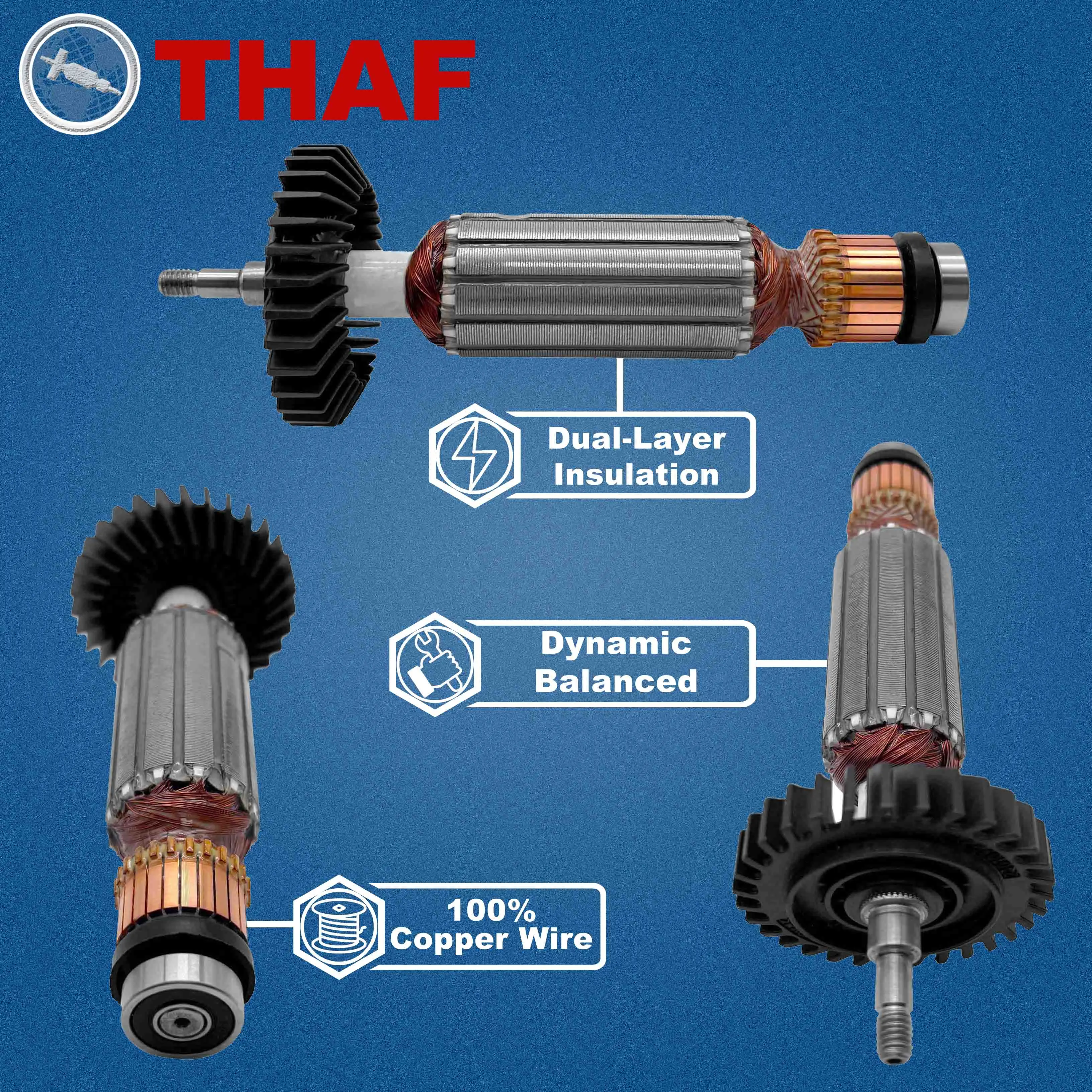 THAF AC220V-240V Inducido Reemplazar Para MAKITA Amoladora Angular GA4030 GA4031 GA4034 GA4530 GA4534 GA5030 GA5034 PJ7000