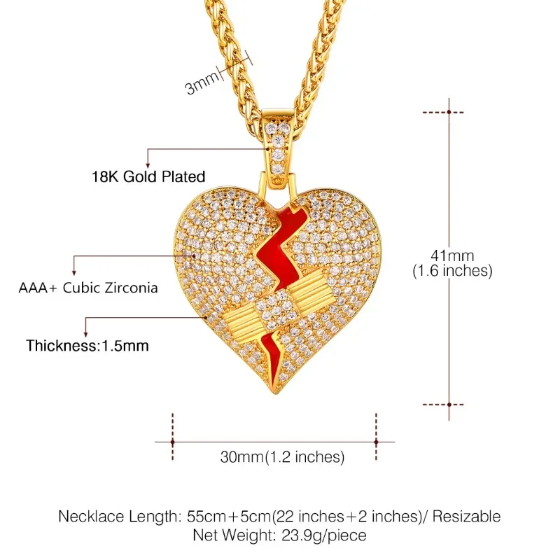 White Cubic Zirconia CZ Paved Band-Aid Mending Heart Necklace Gold Plated Copper Alloy for Women QC24