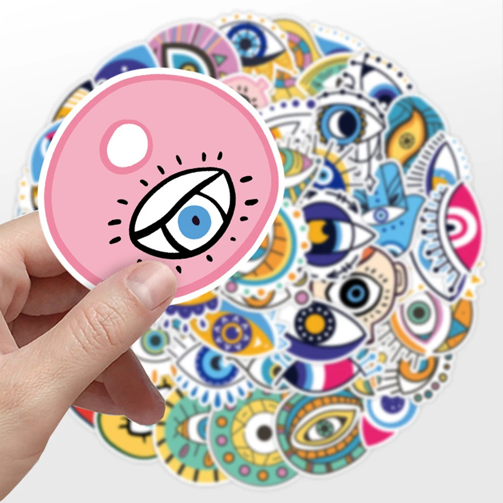 10/30/50pcs Colorful Turkish Evil Eye Stickers Cartoon Graffiti DIY Skateboard Phone Laptop Motorcycle Bike Car Kids Toy Gift