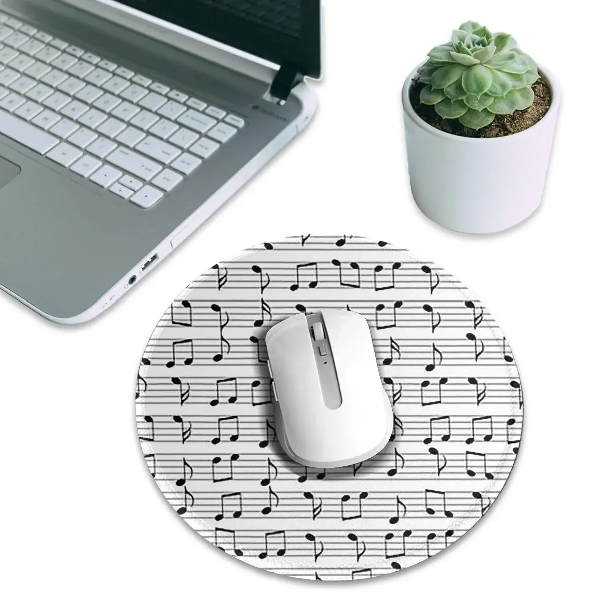 Abstract Piano Keys With Musical Notes Round Mouse Pad Computer Keyboard Mouse Mat Gaming Laptop Desk Mat