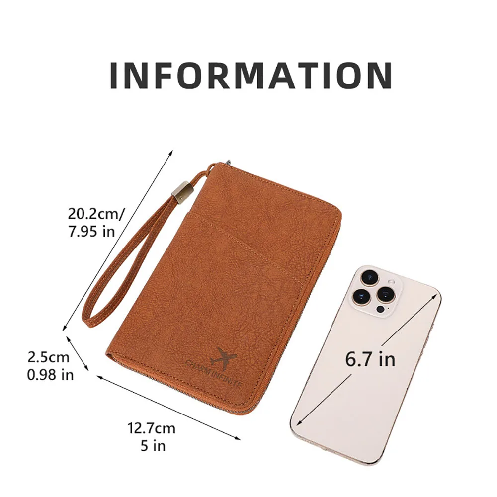 Porta pasaporte multifuncional, cartera con bloqueo RFID, billetera de viaje, organizador de documentos, bolso de mano, tarjetero para mujer