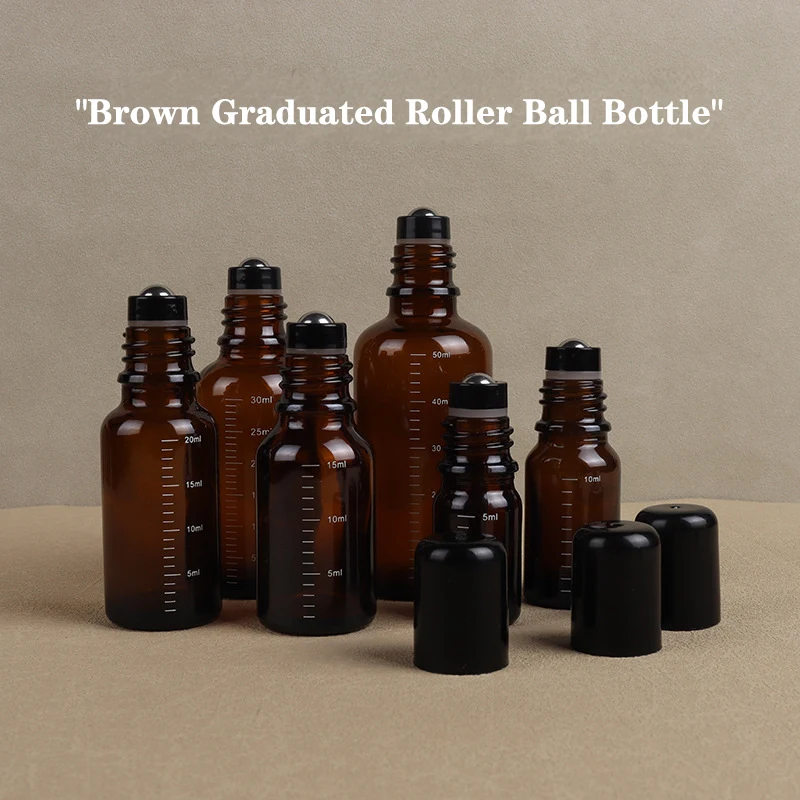 Z. 1Pcs 5ml 10ml 15ml 20ml 30ml 50ml Empty Brown Roll On Glass Bottles Roller Ball For Perfume Essential Oil Liquid Substances