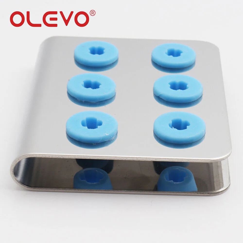 OLEVO 6 lubang ultrasonik Scaler silikon, Handpiece Perio Tips pemegang berdiri kotak penyimpanan desinfeksi perawatan gigi autoklaf