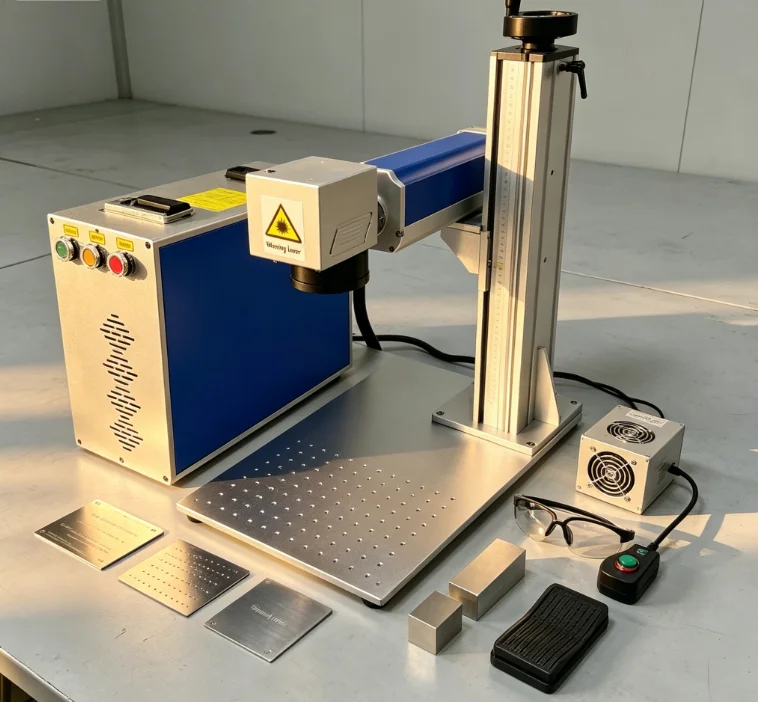 JAX Split Type Fiber Laser Marking Machine 20W 30W 50W Desktop Metal Engraver For Hardware Jewelry Auto Parts