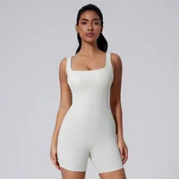 Fashion Cross Backless Sporty Short Jumpsuit Women Gym Romper One Piece Outfits Sleeveless Ribbed Yoga Fitness Overalls Unitard - Image 5