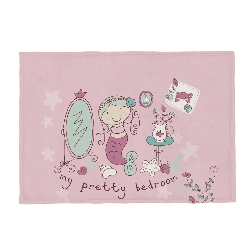 Cute Cartoon Animal Castle Mermaid Seahorse Octopus Polyester Hemp Children Kitchen Napkin Cloth Placemat Coaster 32 * 45cm