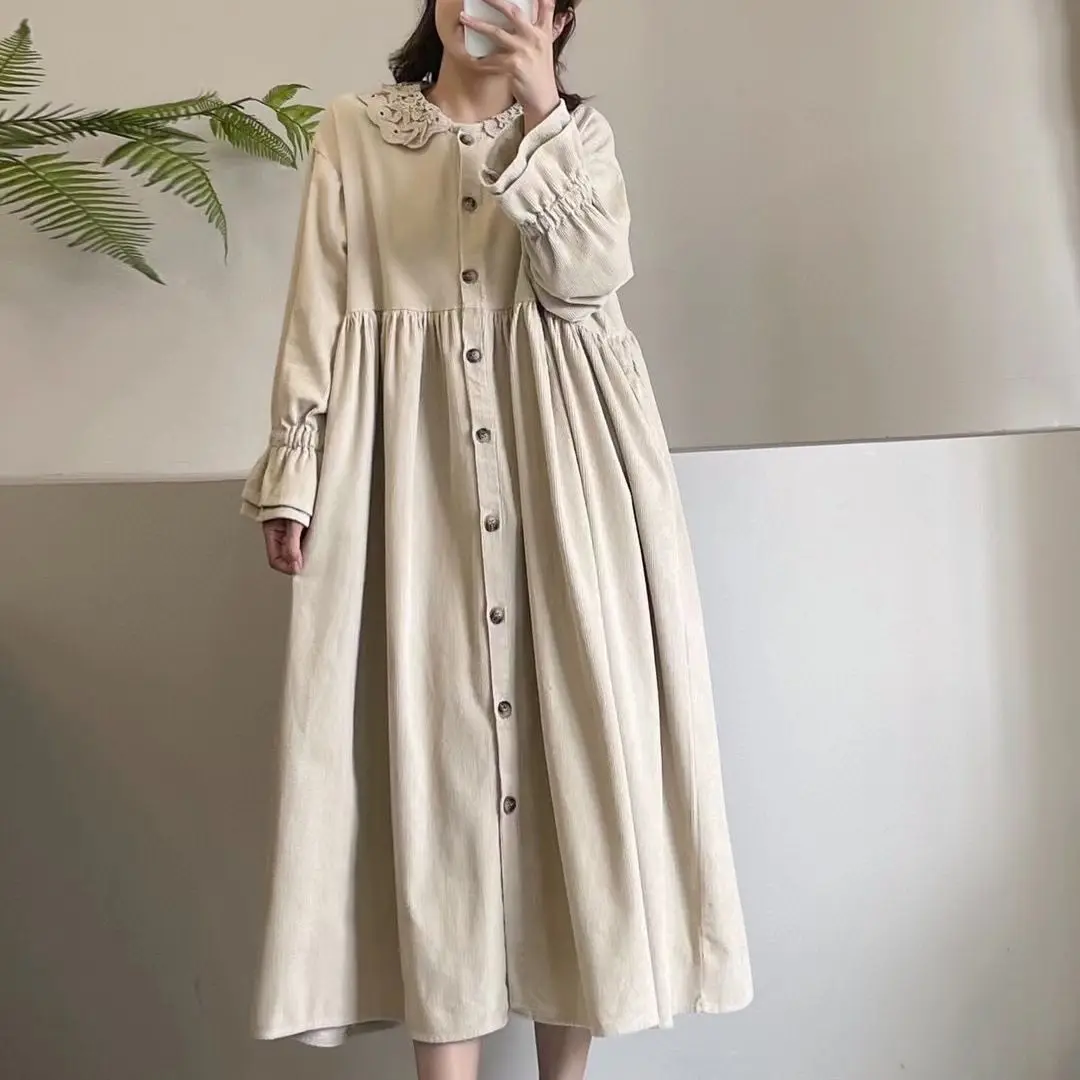 Sukienki zimowe plus size 5XL dla kobiet, elegancka sukienka z kołnierzykiem Piotrusia Pana, długi rękaw, luźna, oversize, dla kobiet o wadze do 140 kg.