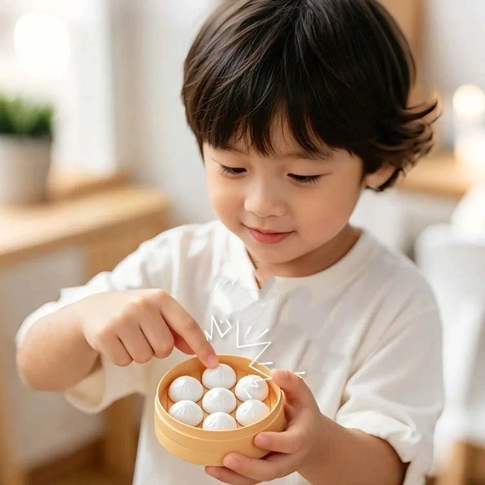 Finger Button Simulation Steamed Buns Set Key Cap Clicker Pressable Keys Dumplings Keyboard Clicker Click 360° Rotation