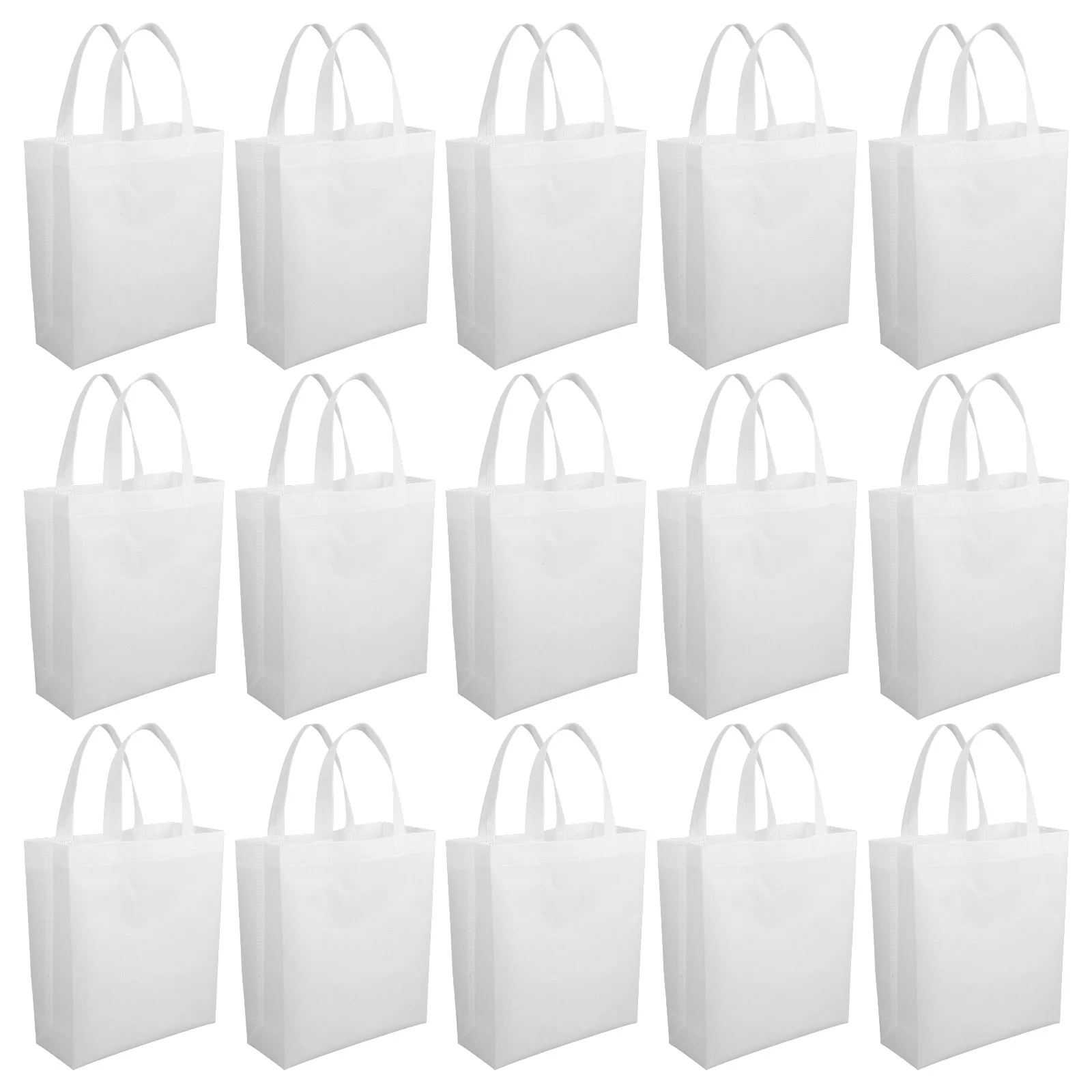 

30pcs Non-Woven Shopping Bags Solid Color Foldable Reusable Tote Grocery Storage Carry All Purpose Lightweight Handbag Portable