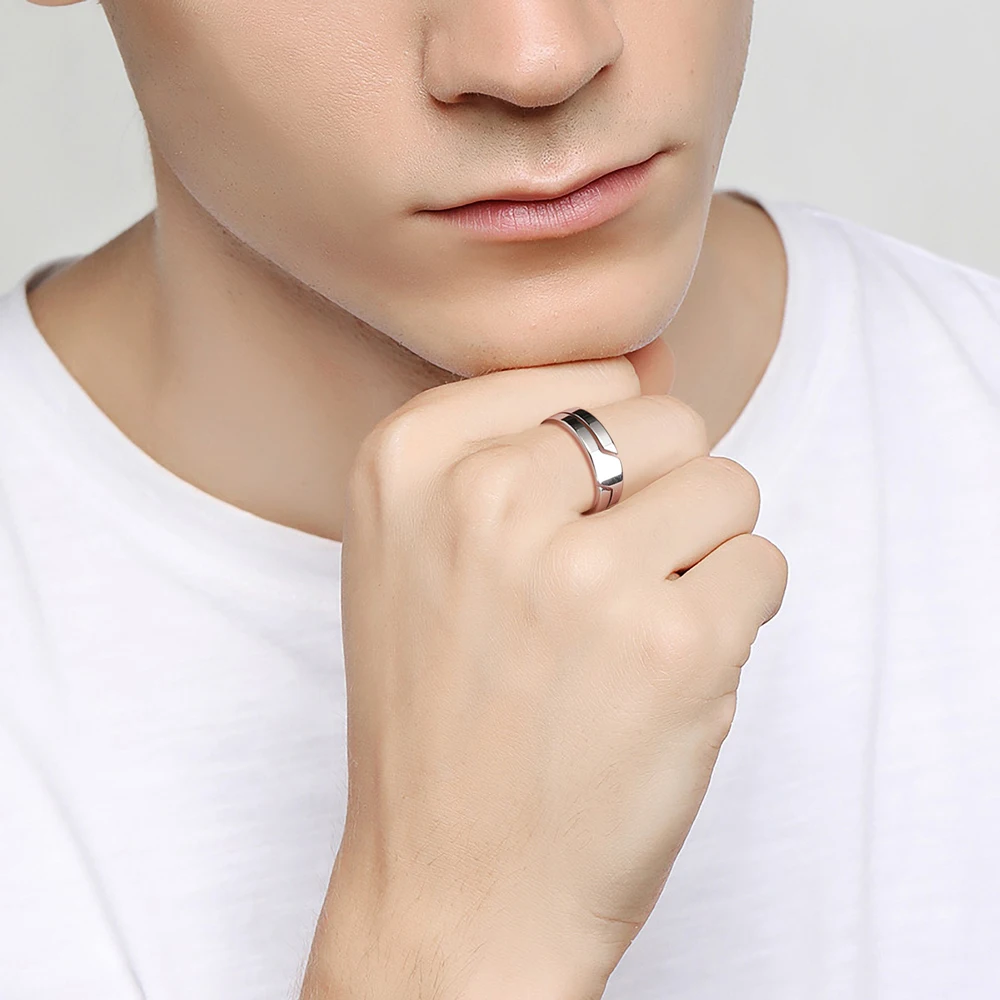 COOLTIME Einfache Mode Ring Edelstahl Casual Paar Ringe Hochzeit Schmuck Jahrestag Geschenk Großhandel anillos hombre – Detail 6