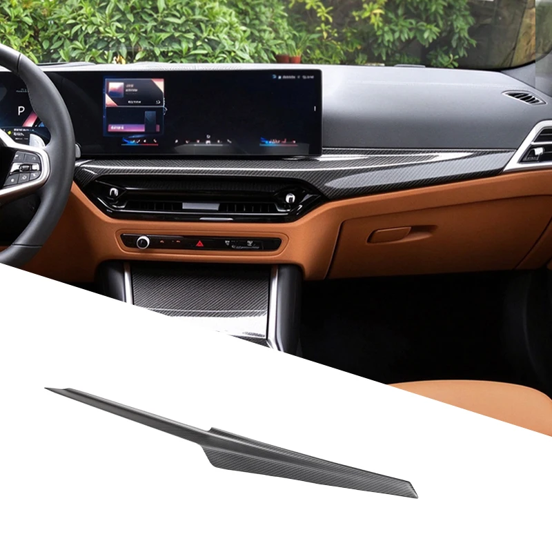 Real Carbon Fiber Dash Board Decor Cover Instrument Panel Trim Interior Car Accessories For BMW 3 4 Series G20 G22 2023-2024 LHD