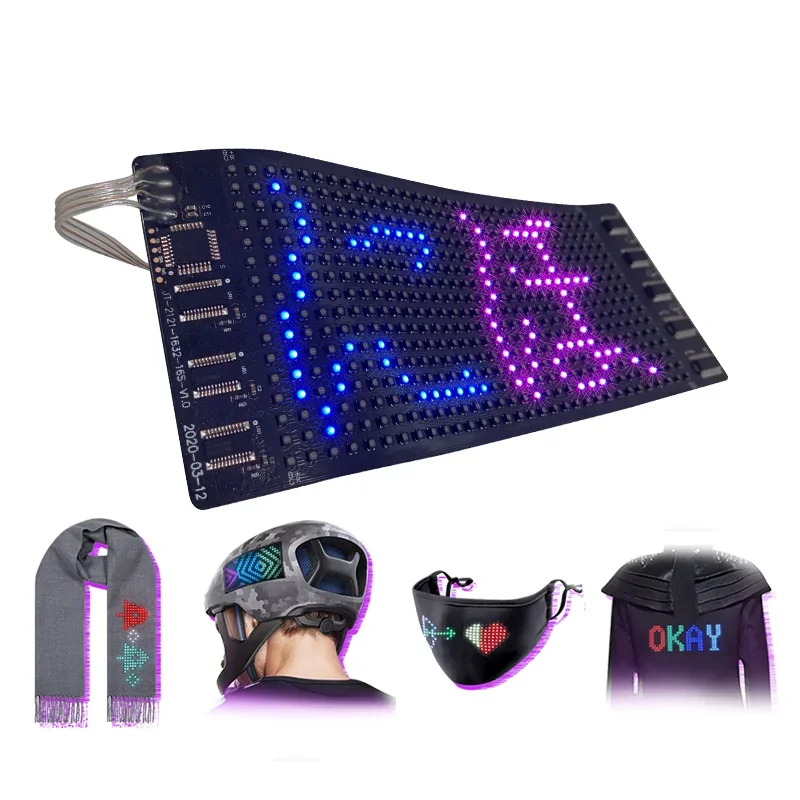 Panneau Programmable Bluetooth RGB, affichage LED Flexible, Module 16x32 Pixs, panneau matriciel pour écran de masque LED, sac à capuchon LED, T-Shirt, bricolage