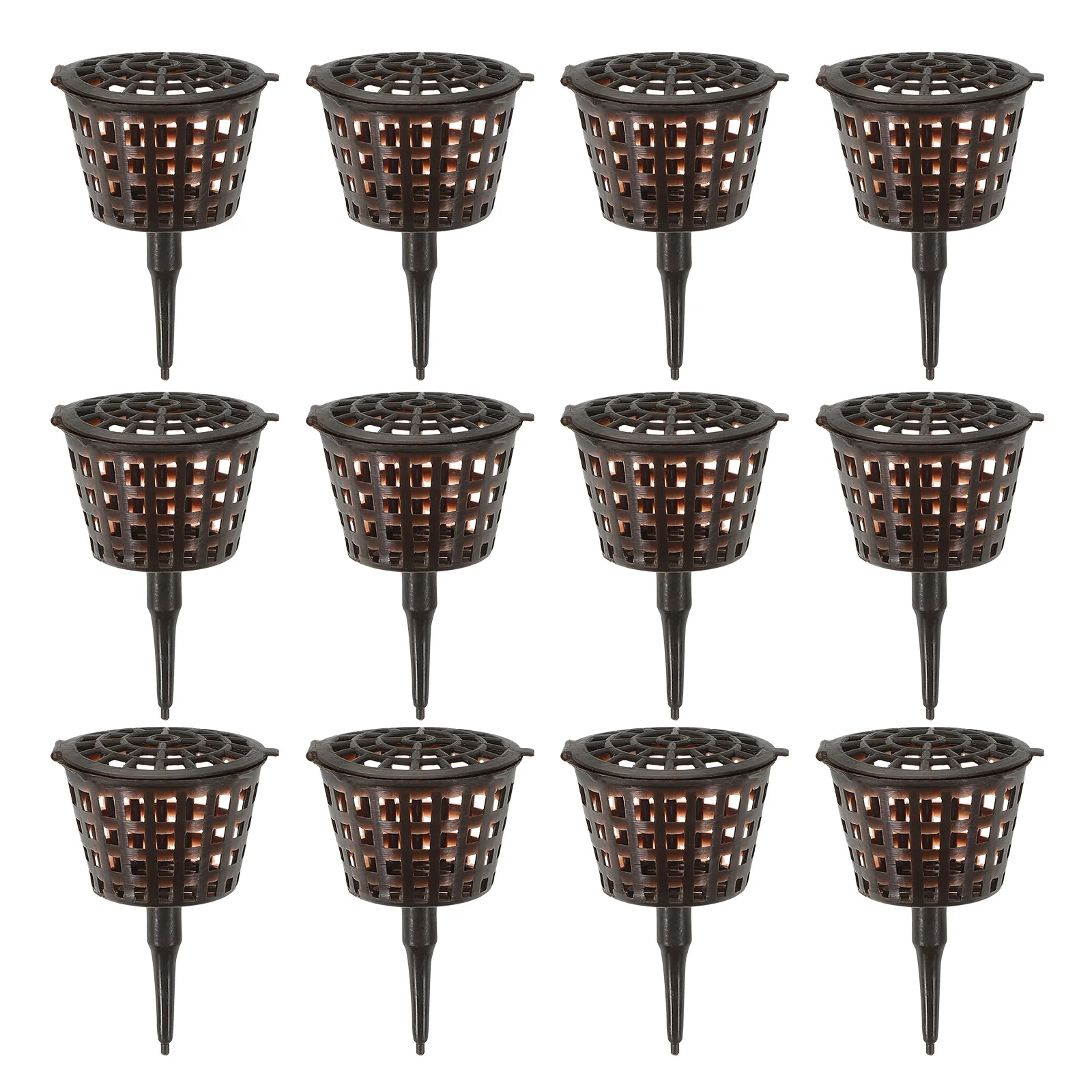 

20pcs Plastic Box Plants Grow Baskets Bonsai Container with Cover Size S (Coffee)