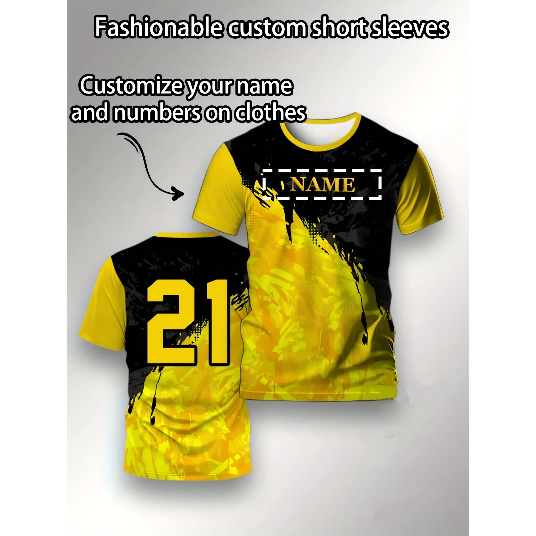 

Summer Color Blocking Print T-Shirt For Men Fashion Custom Name Short Sleeve Tops Casual Loose O-neck Hip Hop Sport Men Clothing