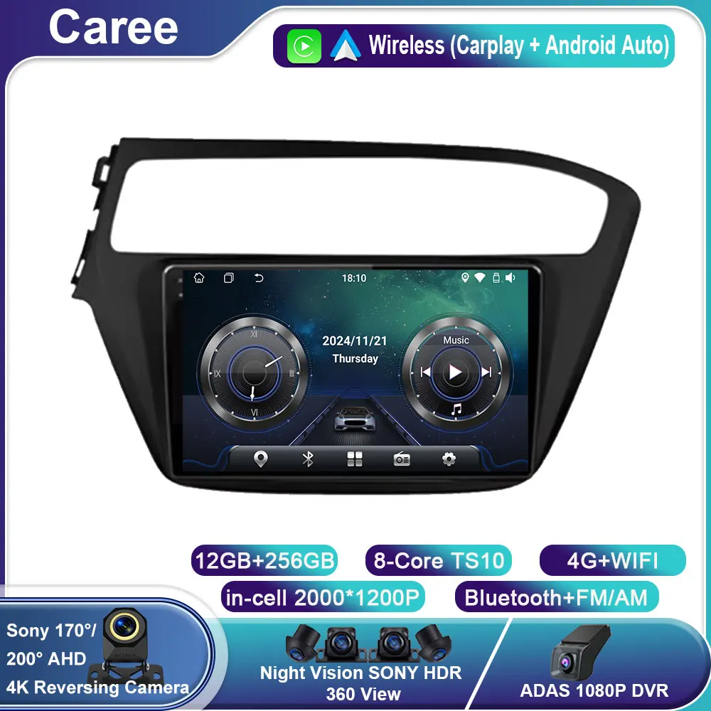 

Android 14 Carplay Auto Car Radio For Hyundai I20 2018 2019 GPS Multimedia Player Stereo Video Head Unit 360 Camera 4G+WiFi DSP