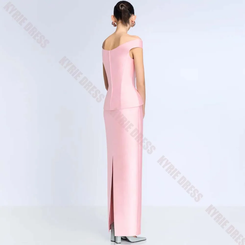 Customized Formal Evening Gowns Off Shoulder Sleeveless Column Simple Women Wedding Guest Dress Floor Length Prom Party Gown