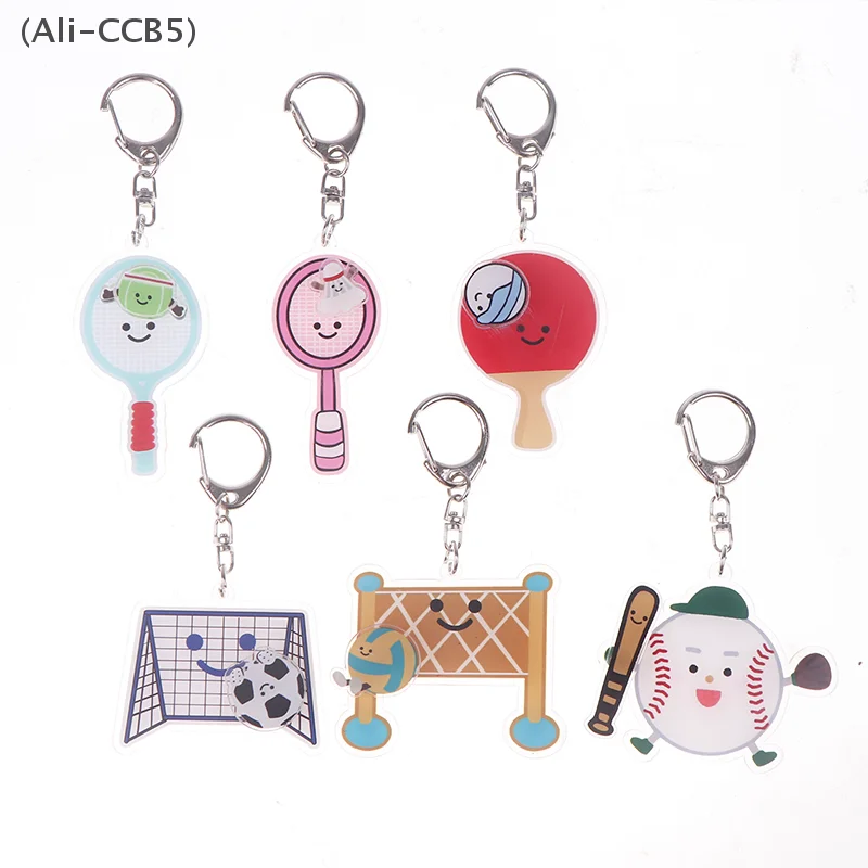 

Creative Rotating Ball Stress Relief Keychain Pendant Badminton Table Tennis Soccer Basketball Volleyball Baseball Souvenirs