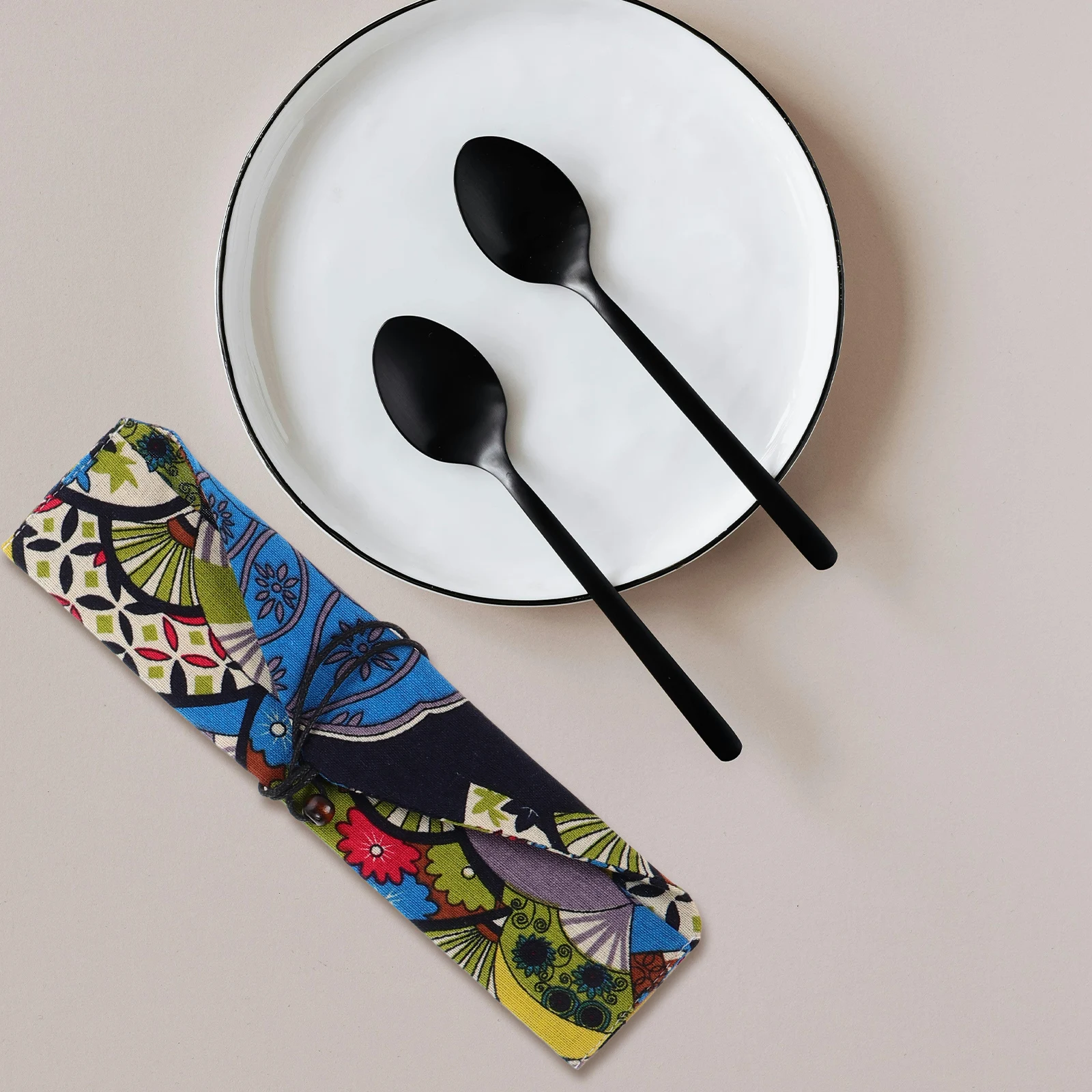 

4 Pcs Chopspoon Storage Bag Dinnerware Cotton Utensil Pouch Cutlery Metal Student
