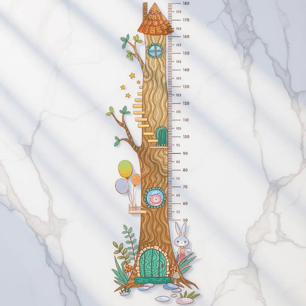 

1 Sheet Height Growth Chart Wall Sticker Premium PVC Material Kids Growth Measurement Ruler Removable Safe Odorless