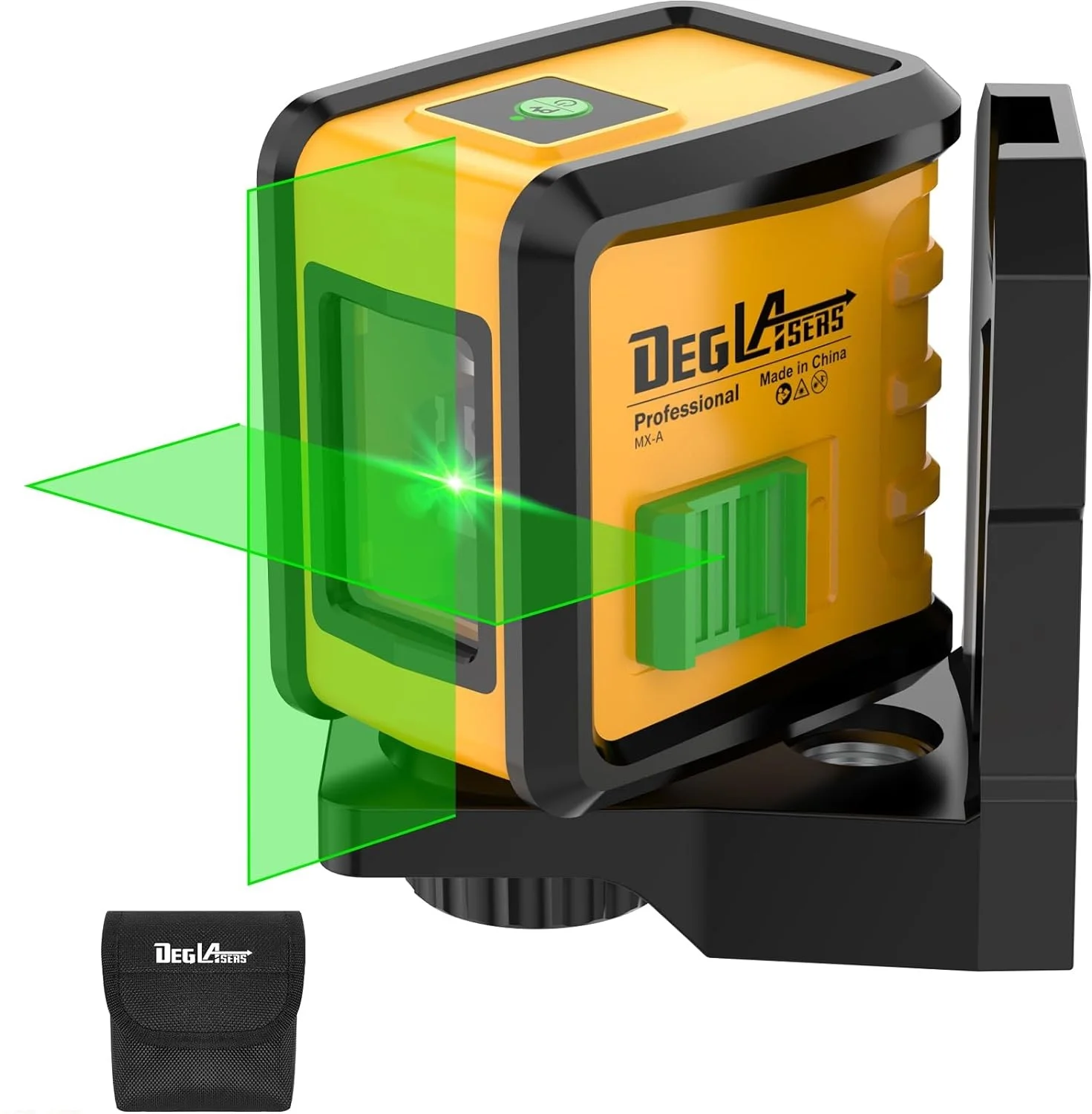 DEGLASERS 100ft Green Cross Line 3 Brightness Adjustment Self Leveling IP54 Laser Level,