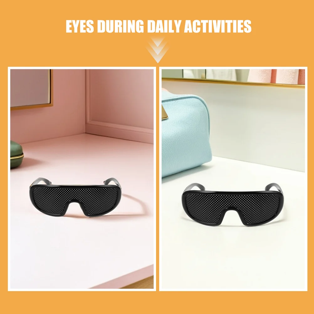Gafas estenopeicas ligeras y portátiles, marco Circular negro, resistente a la niebla, mejora al aire libre, 2 uds.