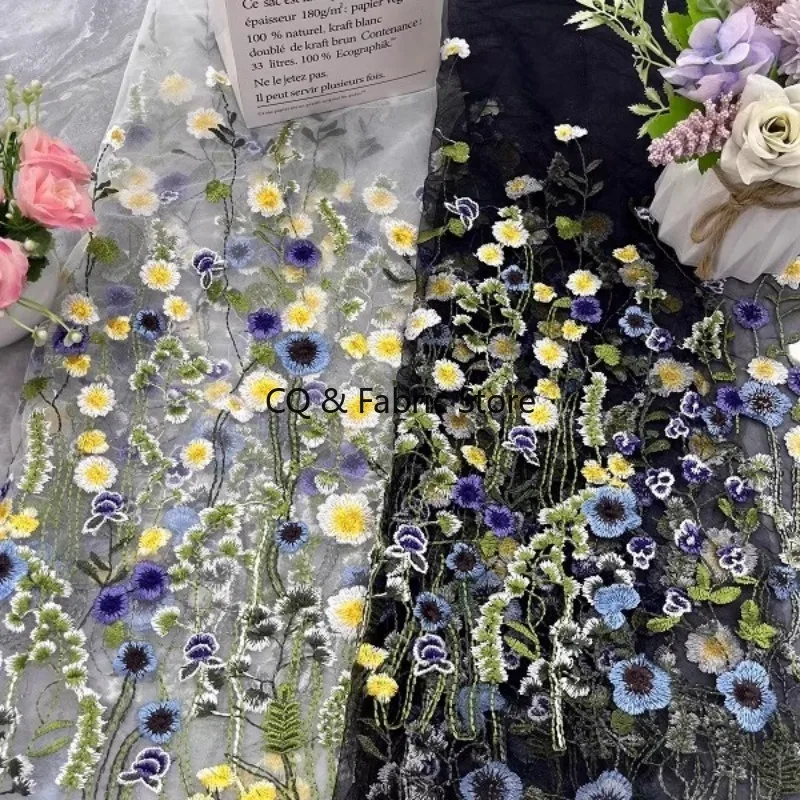 Embroidered Mesh Fabric With Grass Pattern For Wedding Dress Lace Clothing Diy Accessories By The Yard