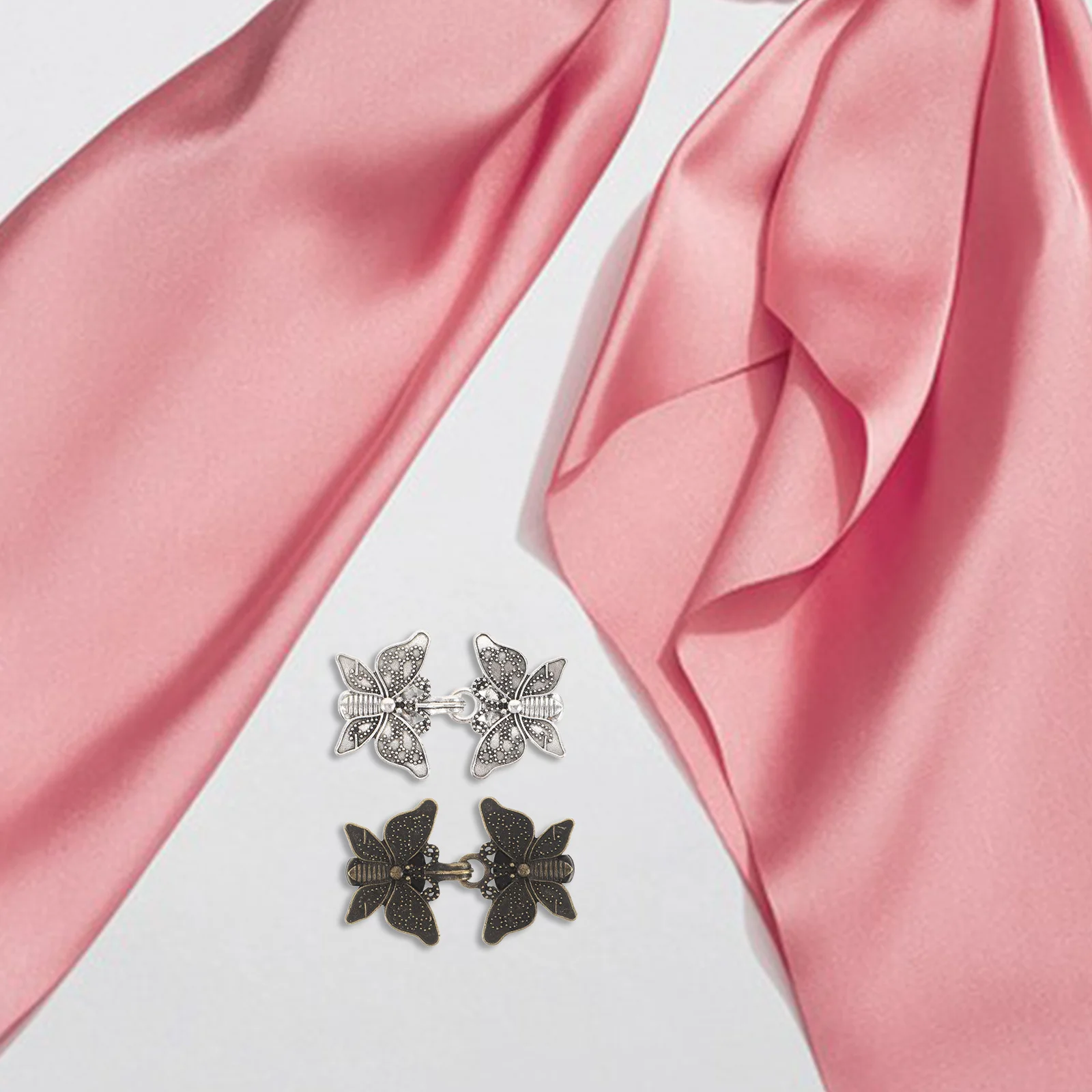 2Pairs خمر فراشة شال كليب الرجعية المعادن سترة كليب سترة إغلاق السحابات وشاح الديكور للحزب لباس غير رسمي #1