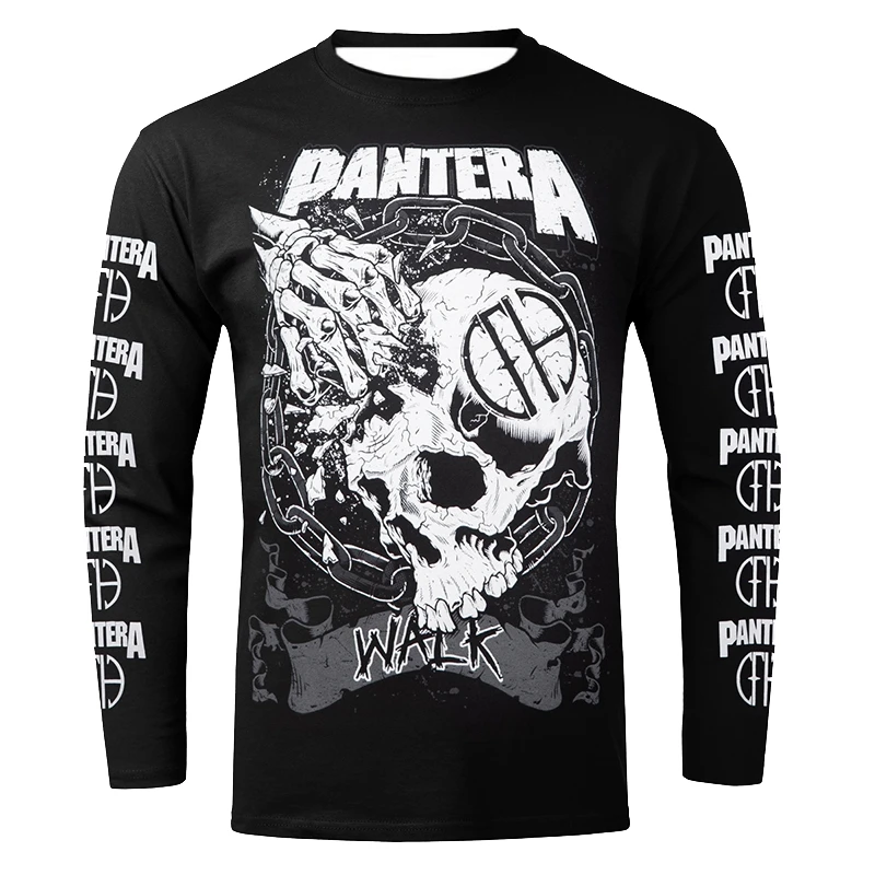 تي شيرت مطبوع ثلاثي الأبعاد بشريط معدني ثقيل عصري ومتعدد الاستخدامات لموسم الخريف والشتاء