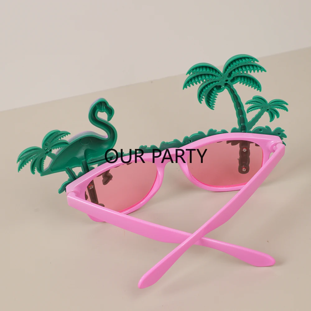 1Pcs Tropical Hawaii Theme Coconut Tree Flamingo Glasses Photo Props for Summer Beach Aloha Wedding Birthday Party Decoration