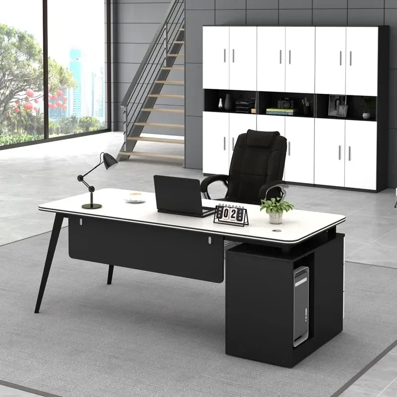 High-end Bookshelf Storage Office Desk Standing Shelf Drawers Executive Computer Desks Writing Computador Furnitures