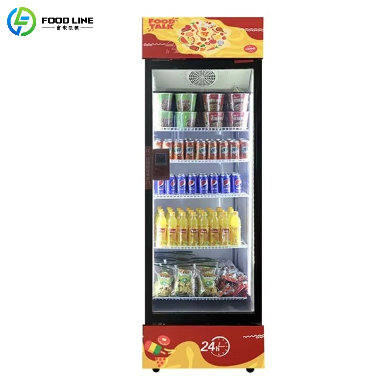 Customized AI Camera Smart Fridge Visual Recognition Refrigerated Vending Machine for Snacks Drinks Automatic Cooling